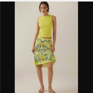 FARM Rio Yellow and Blue A-Line Skirt